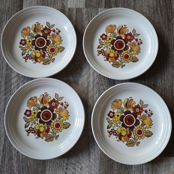 Myott Ironstone Other - Myott Festival Dessert Plates Set of 4 Vintage MCM Floral Ironstone England